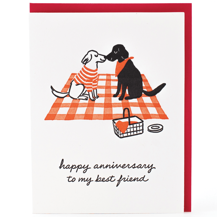 Smudge Ink Card Dog Picnic Anniversary Card