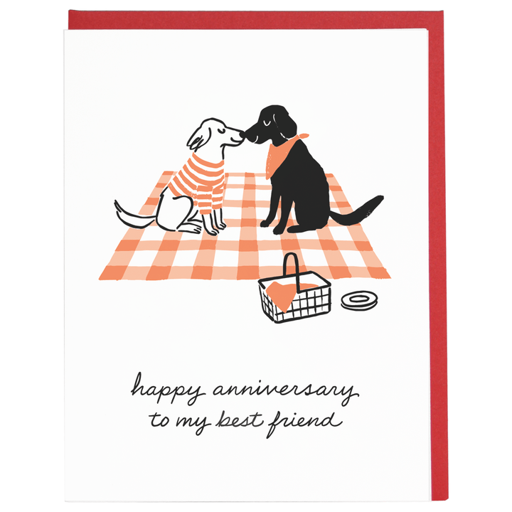 Smudge Ink Card Dog Picnic Anniversary Card