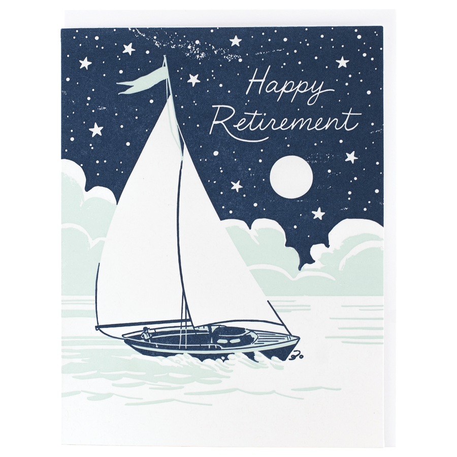 Smudge Ink card Nighttime Sailboat Retirement Card