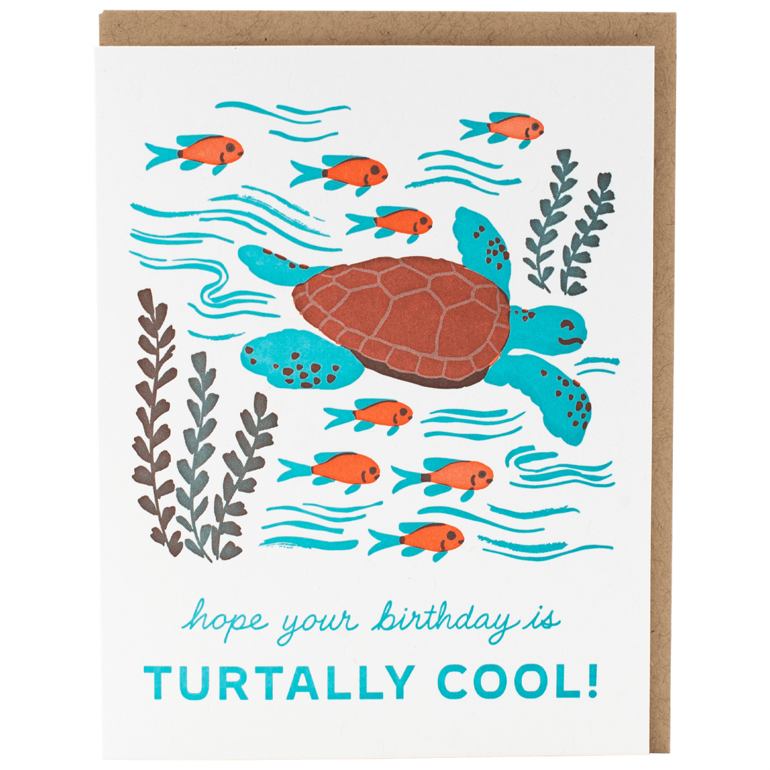 Smudge Ink Card Sea Turtle Birthday Card