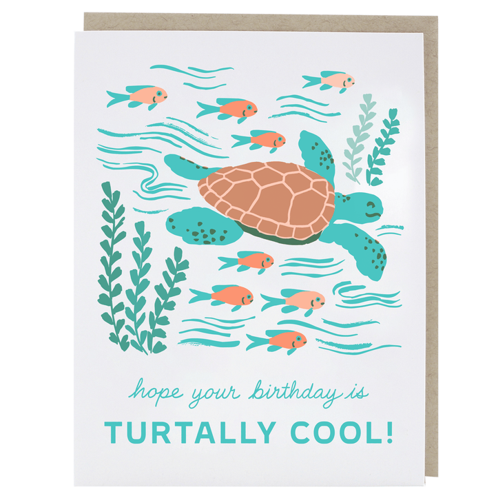 Smudge Ink Card Sea Turtle Birthday Card