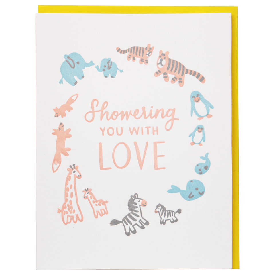 Smudge Ink Card Stuffed Animals Baby Card