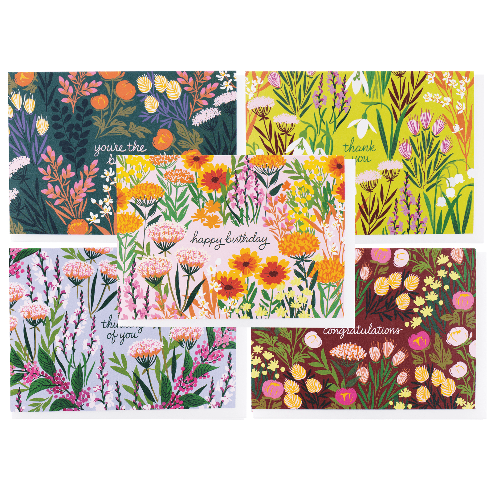 Smudge Ink Cards Assorted Botanical Greetings Note Card Set