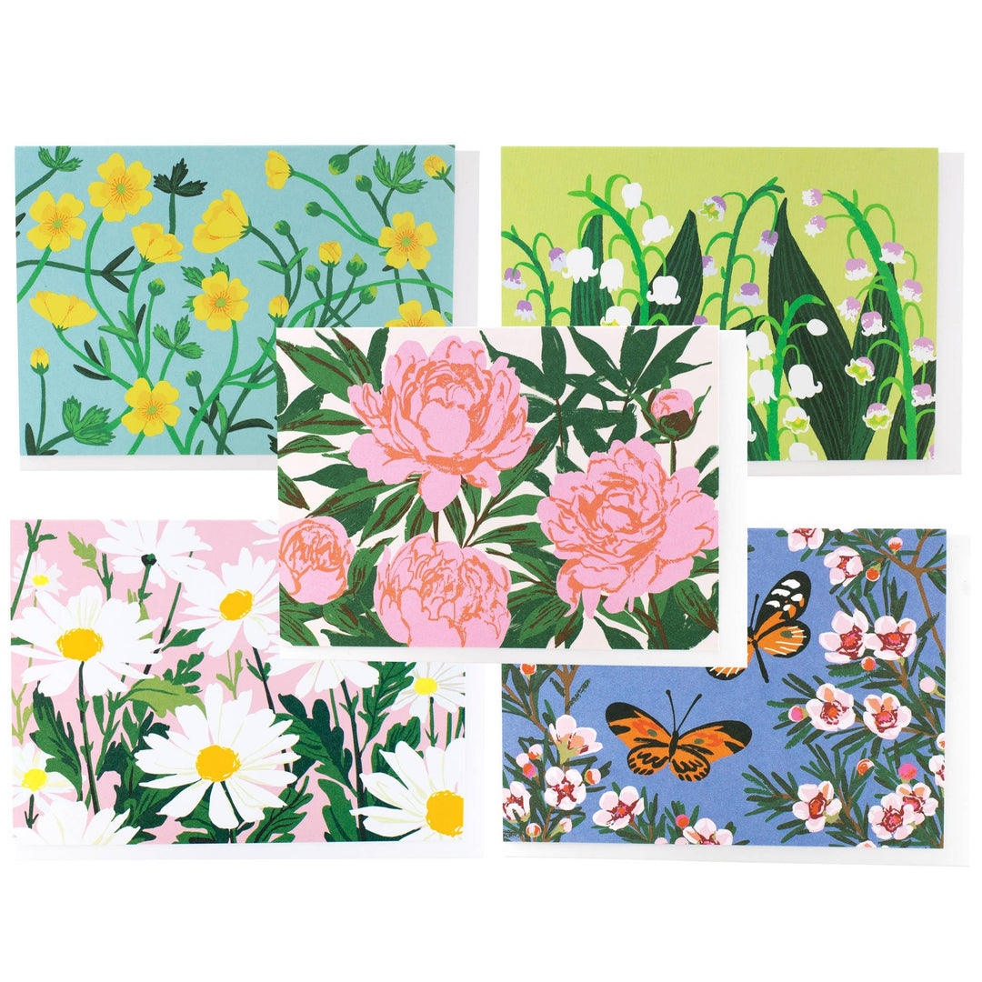 Smudge Ink Cards Assorted Springtime Florals Note Card Set