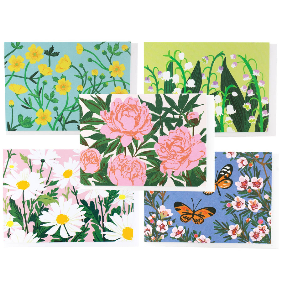 Smudge Ink Cards Assorted Springtime Florals Note Card Set