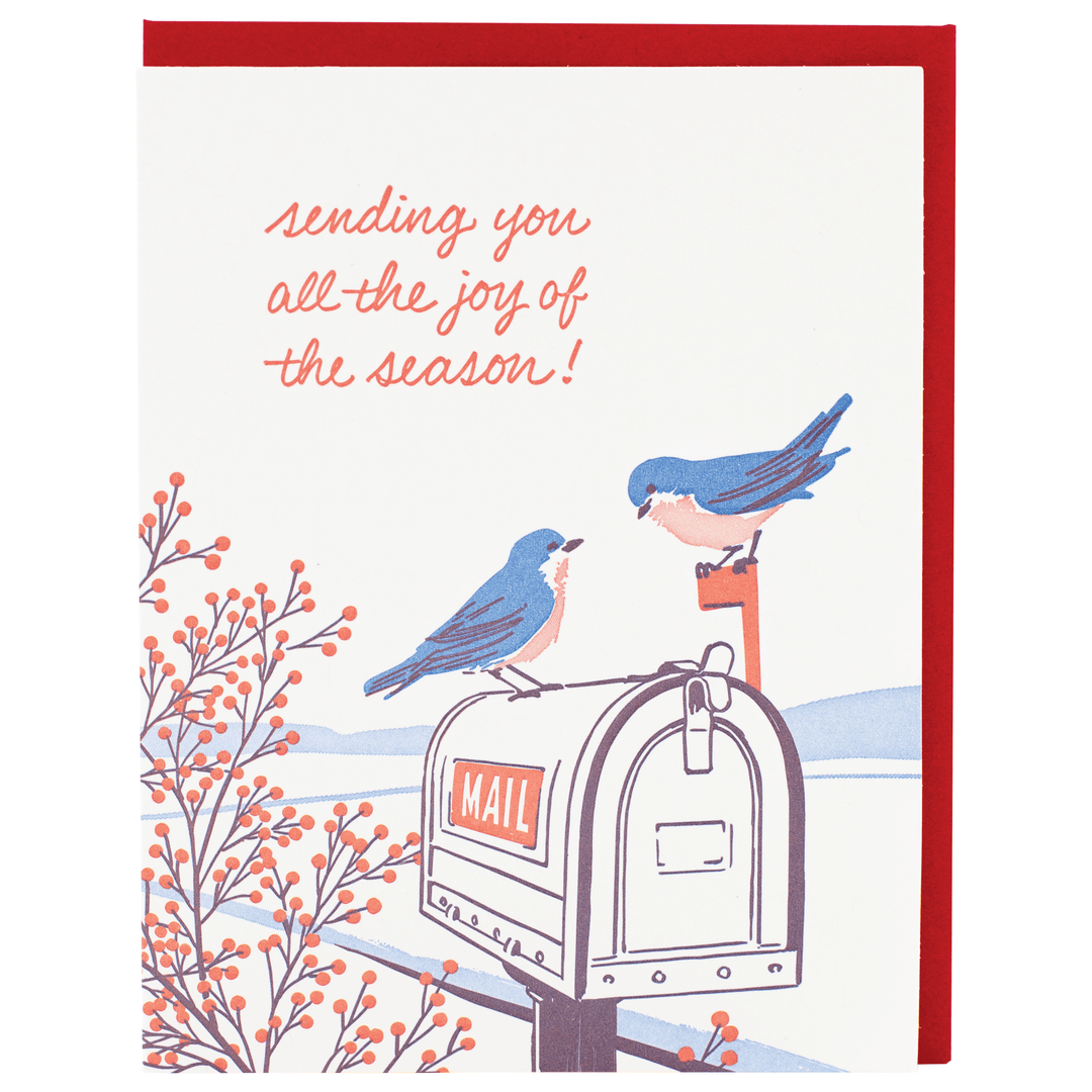 Smudge Ink Cards Bluebirds Holiday Greeting Card
