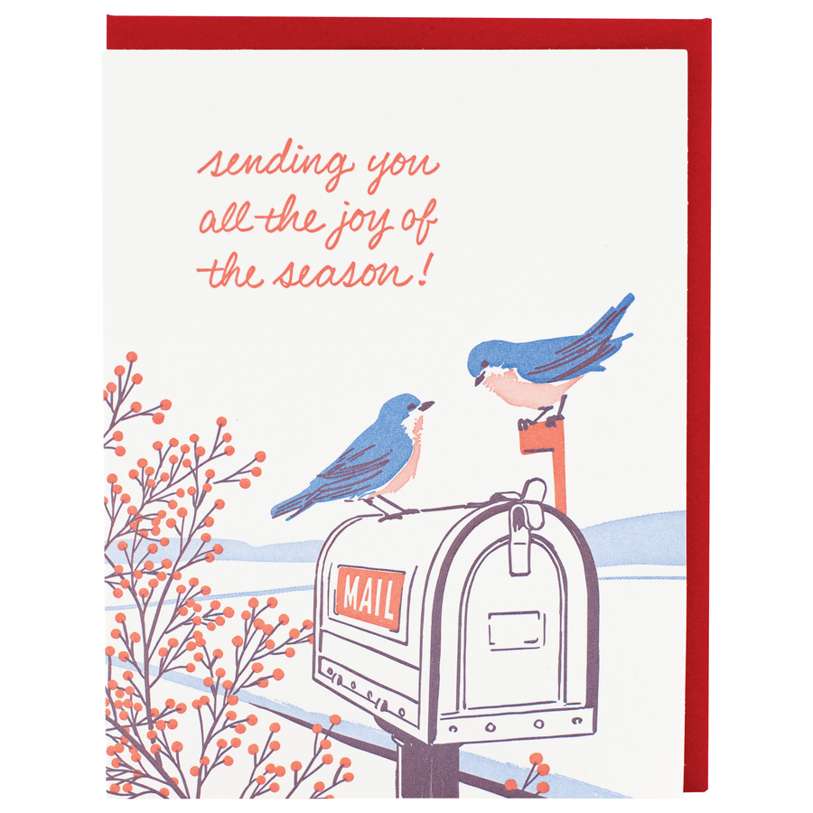 Smudge Ink Cards Bluebirds Holiday Greeting Card