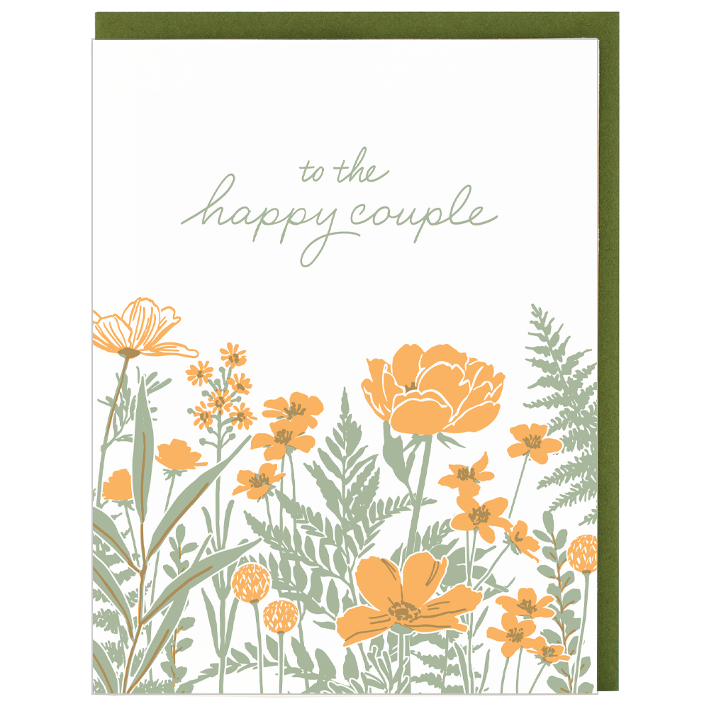 Smudge Ink Cards Field of Flowers Wedding Card