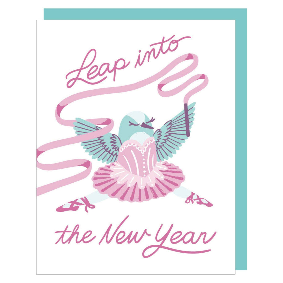 Smudge Ink Cards Leaping Ballerina New Year Card