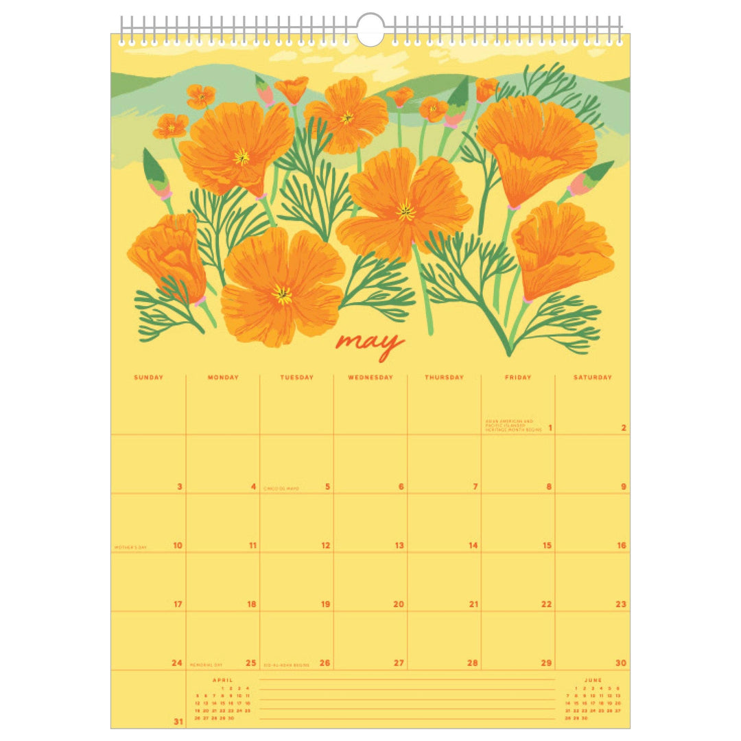 Smudge Ink paper 2026 Wildflower Wall Calendar