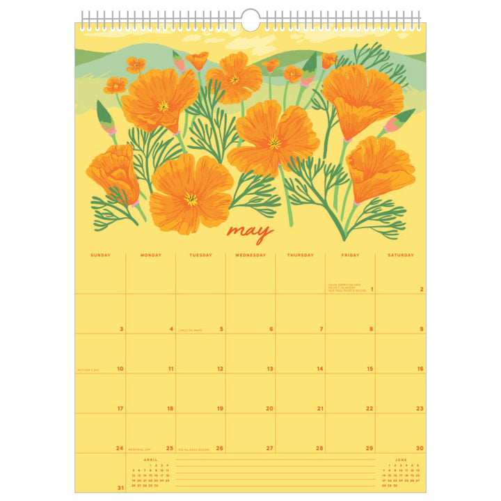 Smudge Ink paper 2026 Wildflower Wall Calendar