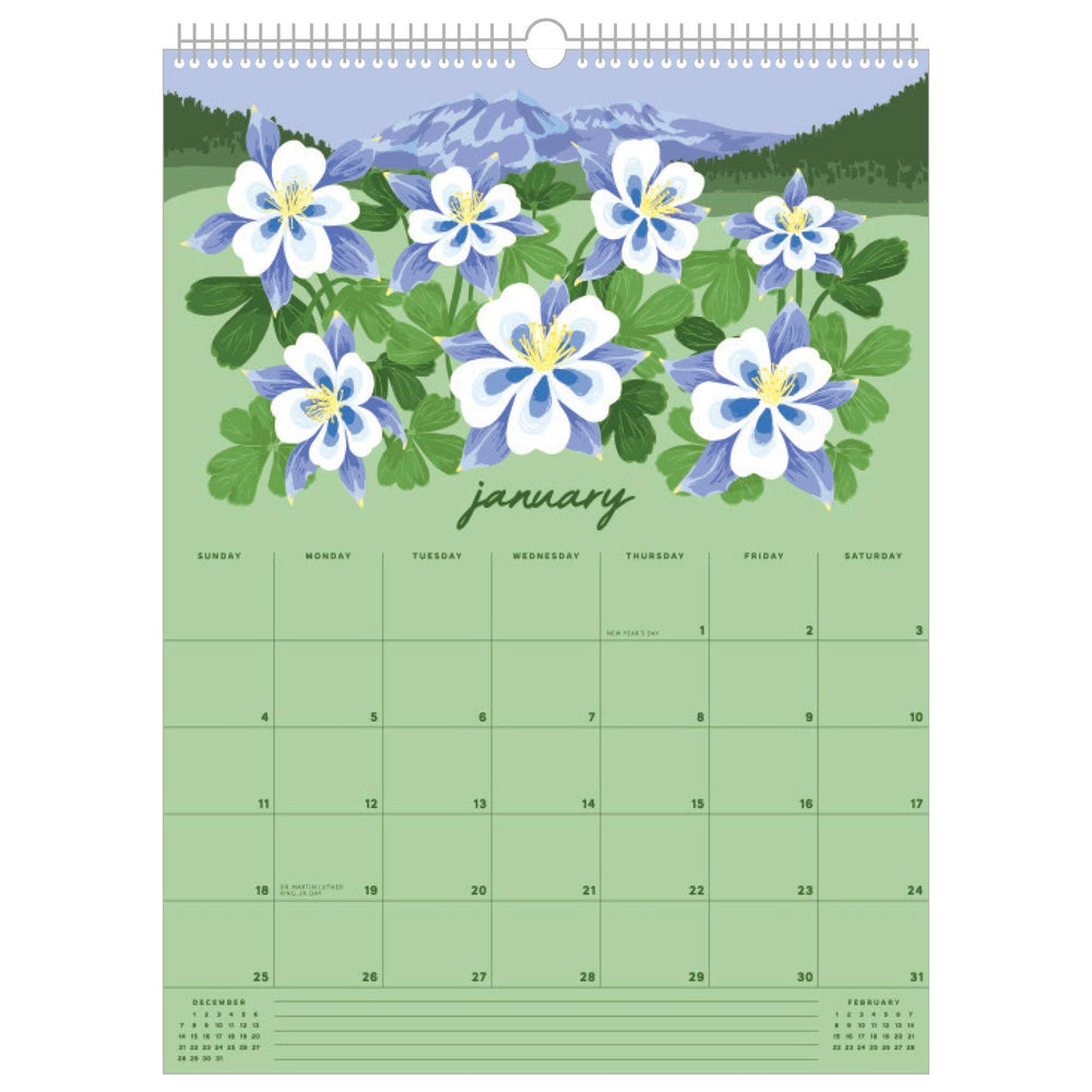 Smudge Ink paper 2026 Wildflower Wall Calendar