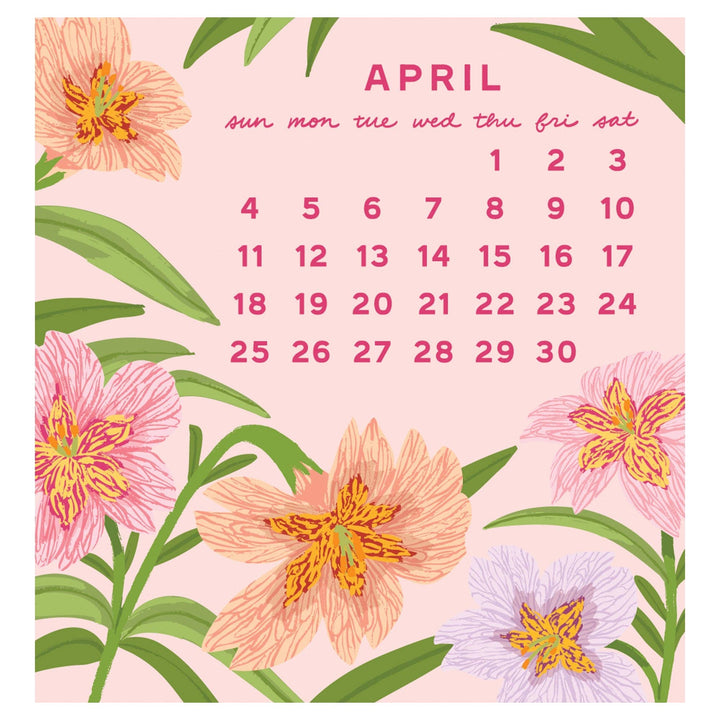 Smudge Ink paper 2027 Flower Power Mini Calendar