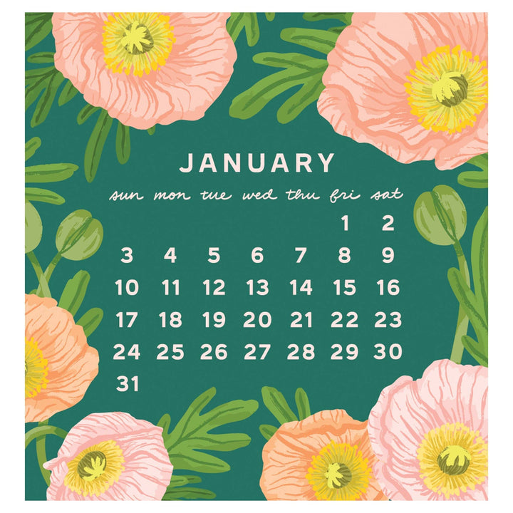 Smudge Ink paper 2027 Flower Power Mini Calendar