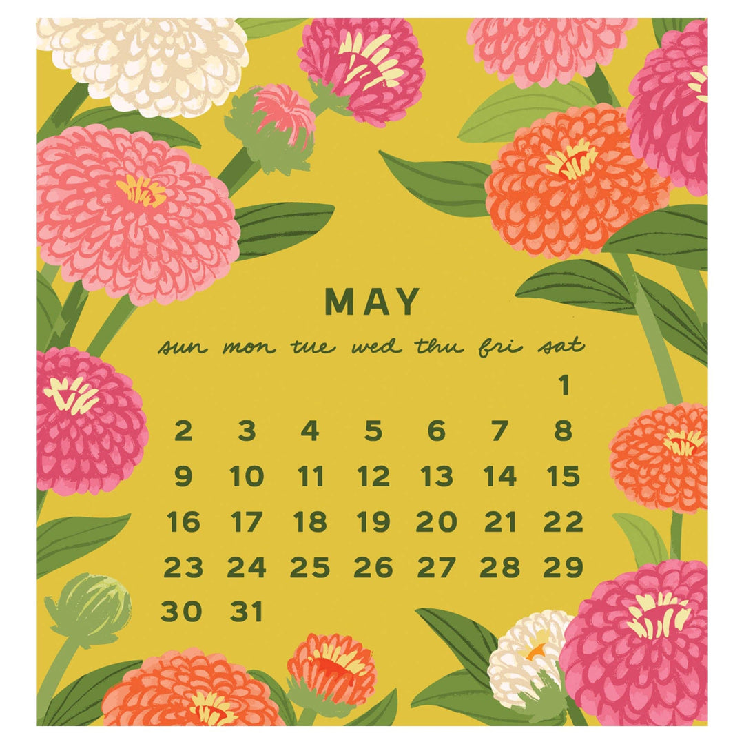 Smudge Ink paper 2027 Flower Power Mini Calendar