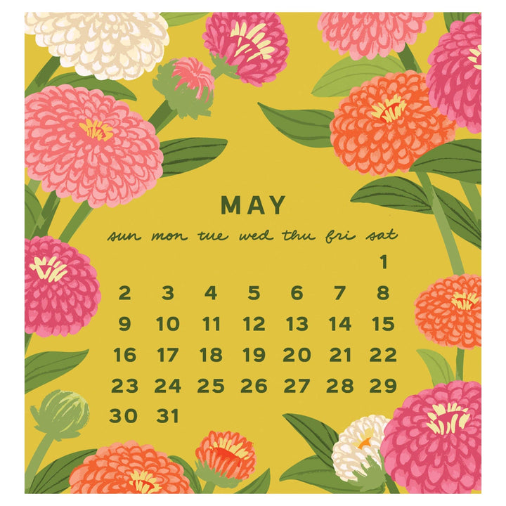 Smudge Ink paper 2027 Flower Power Mini Calendar