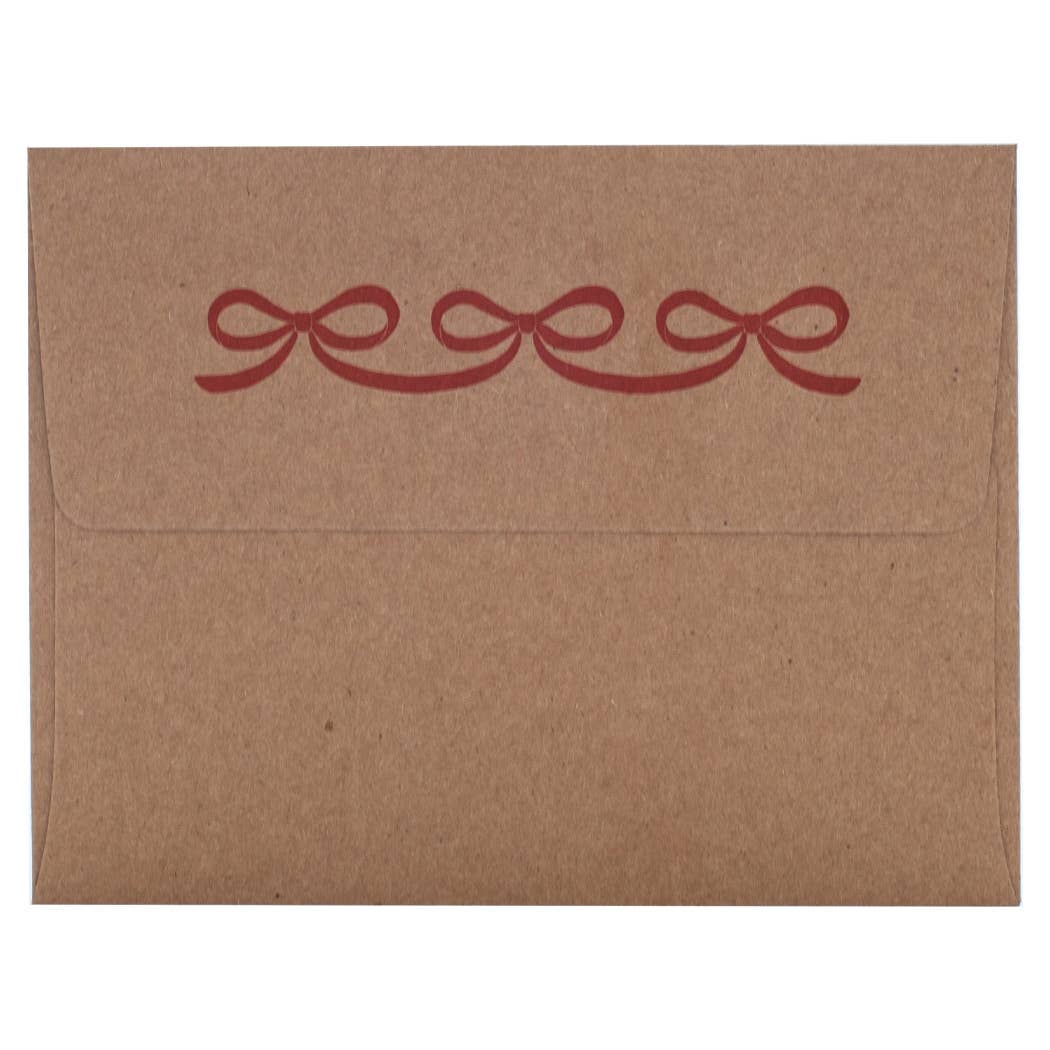 Smudge Ink Red Bow Note Cards with Letterpress Envelopes