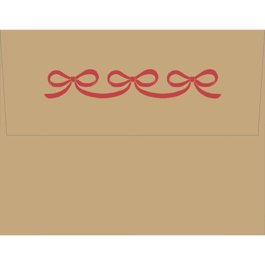 Smudge Ink Red Bow Note Cards with Letterpress Envelopes