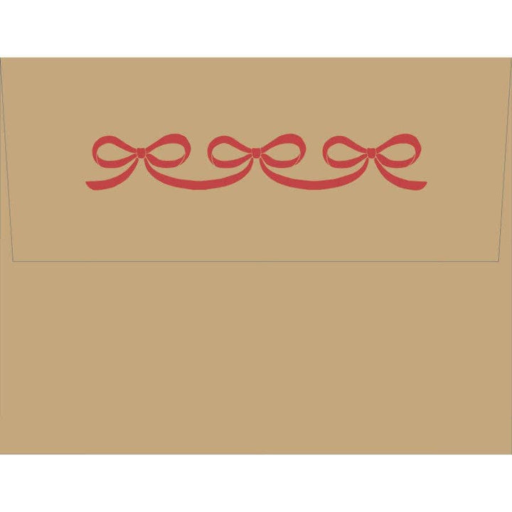 Smudge Ink Red Bow Note Cards with Letterpress Envelopes