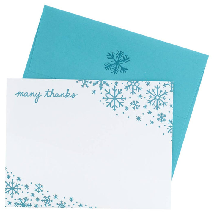 Smudge Ink Snowflakes Note Cards with Letterpress Envelopes