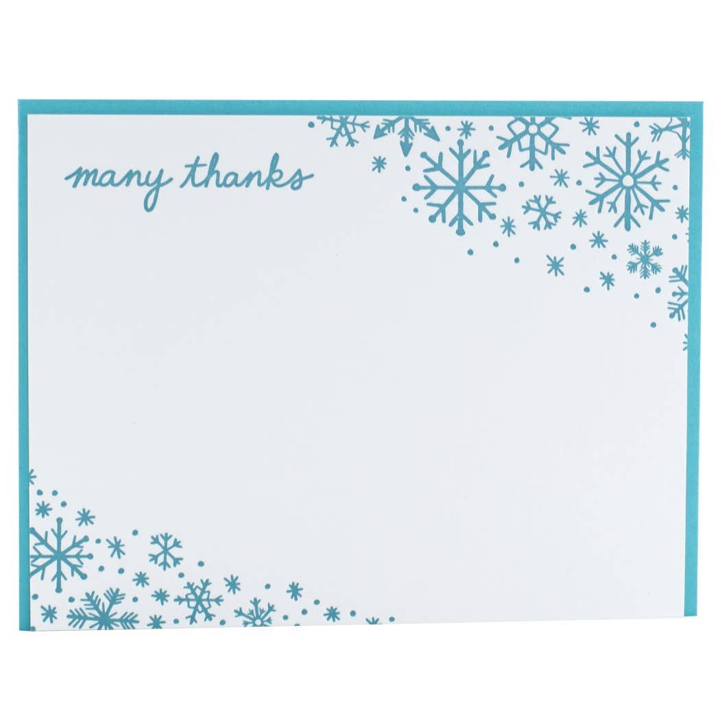 Smudge Ink Snowflakes Note Cards with Letterpress Envelopes