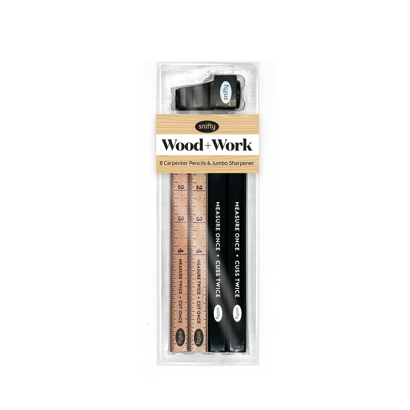 Snifty Pen Wood+Work Carpenter Pencil & Sharpener Set | SNIFTY
