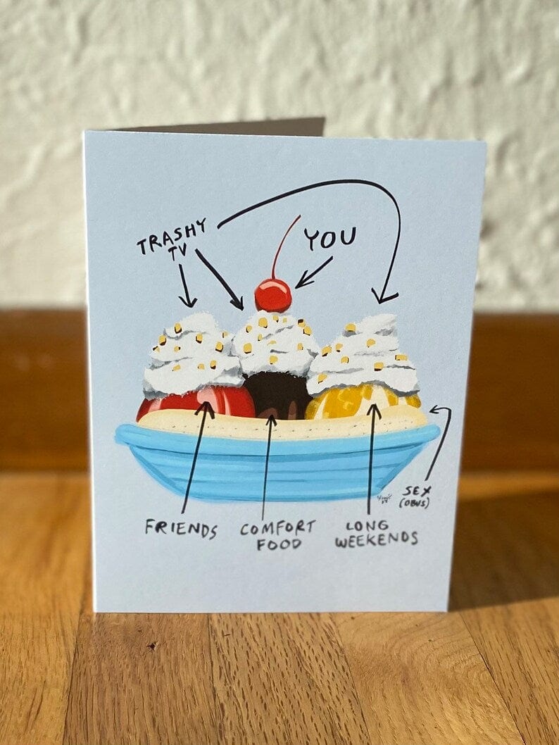 Snowday Press Card Banana Split Friendship/Love Card