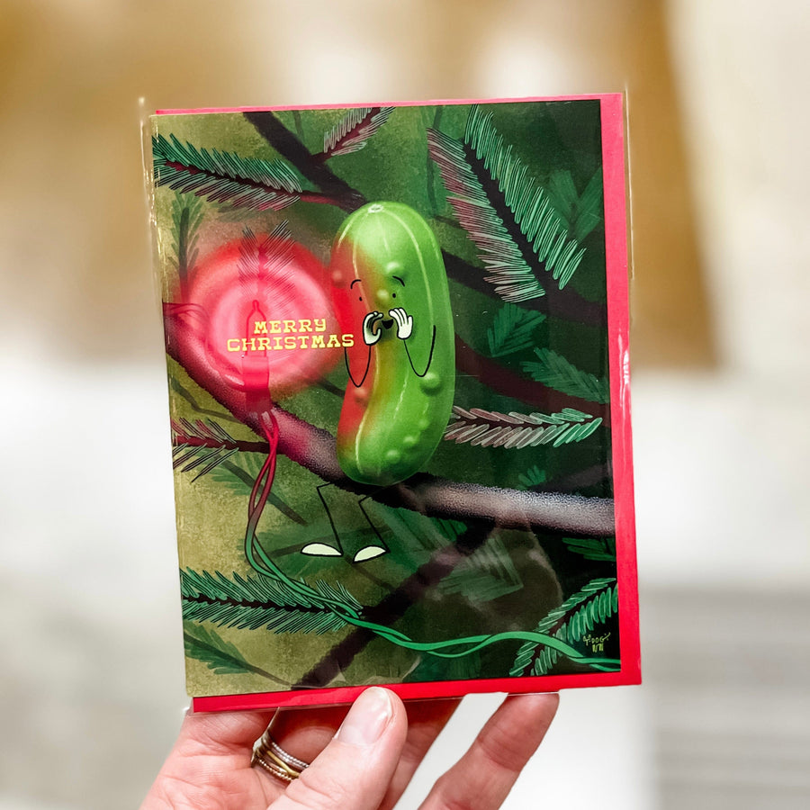 Snowday Press Card Christmas Pickle Card