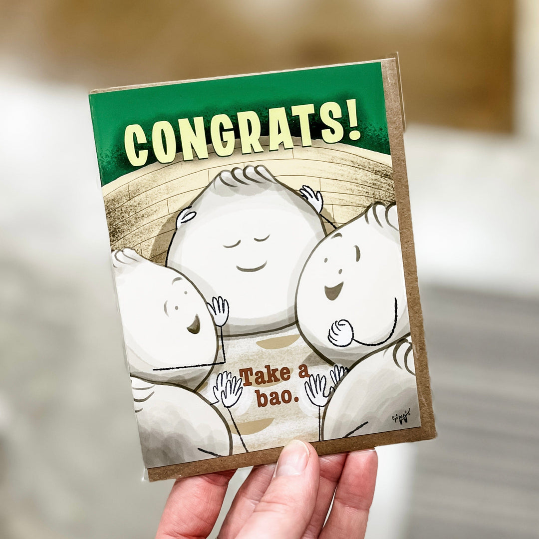 Snowday Press Card Congratulations, Take a Bao Card
