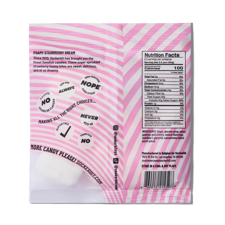 Sockerbit Treats Foamy Strawberry Dream Swedish Candy Bag | Sockerbit