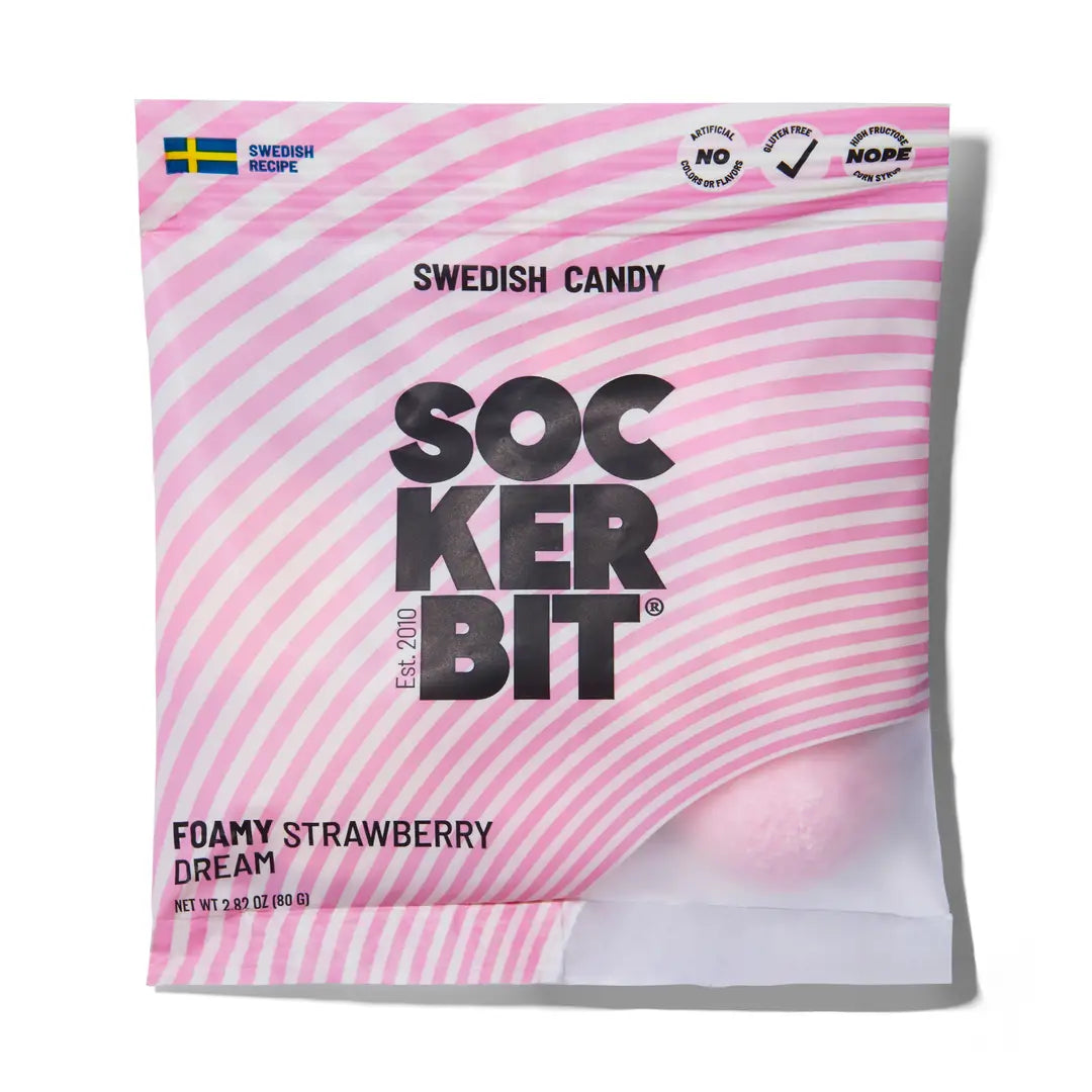 Sockerbit Treats Foamy Strawberry Dream Swedish Candy Bag | Sockerbit