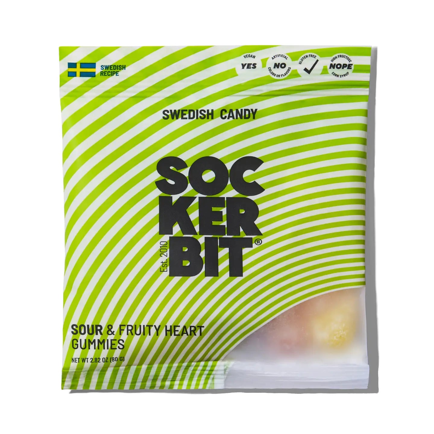 Sockerbit Treats Sour Fruity Heart Gummies Swedish Candy Bag  | Sockerbit