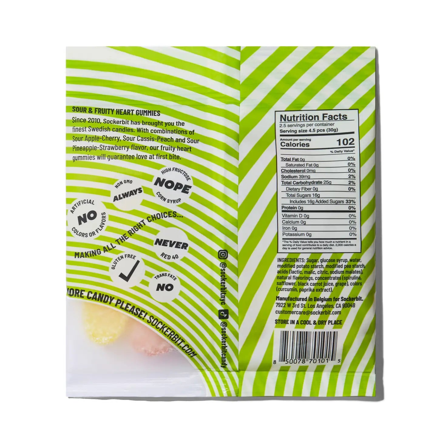Sockerbit Treats Sour Fruity Heart Gummies Swedish Candy Bag  | Sockerbit