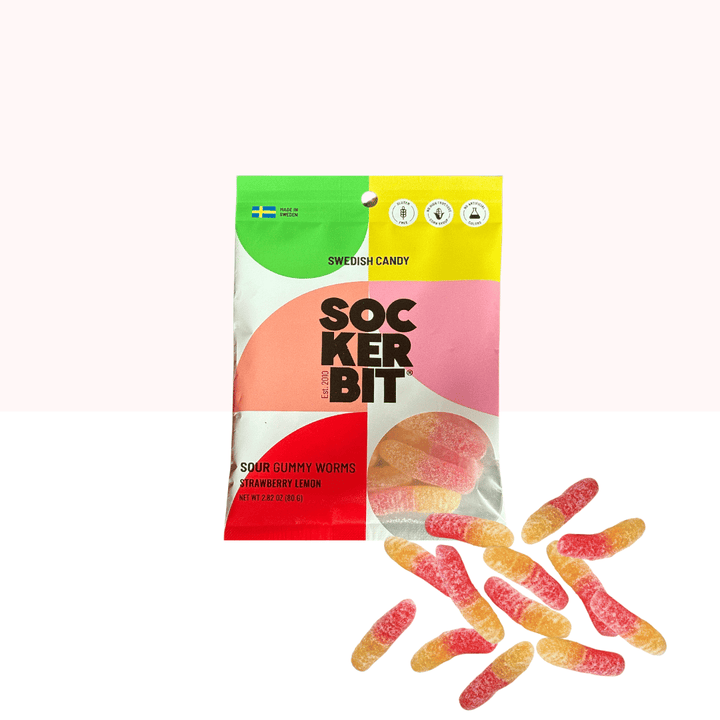Sockerbit Treats Sour Gummy Worms Swedish Candy Bag 2.8oz