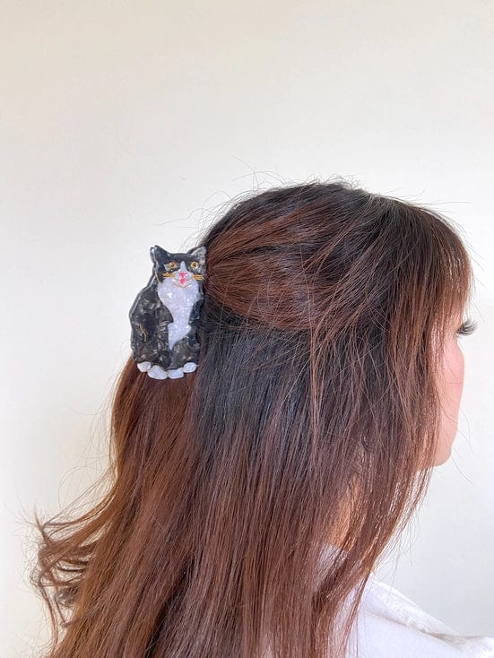 Solar Eclipse Hair Accessories Hand-Painted Tuxedo Cat Claw Hair Clip