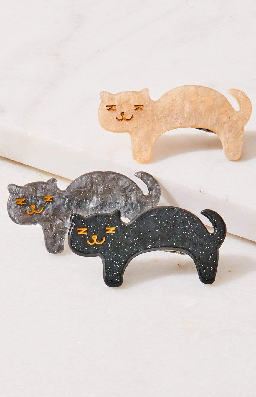 Solar Eclipse Hair Accessories Kitty Cat Resin Hair Clip Set of 3
