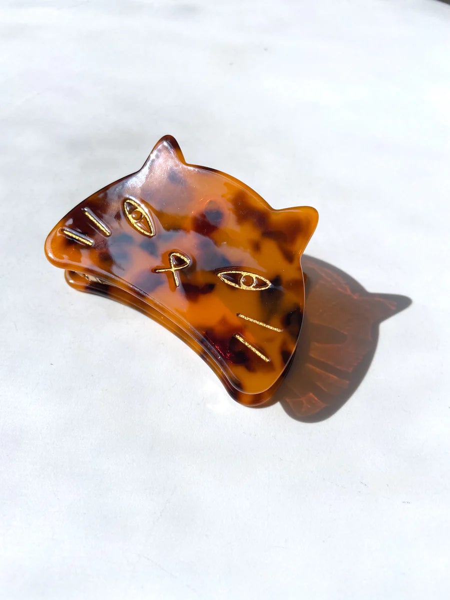Solar Eclipse Hair Accessories Kitty Cat Shell Acetate Claw Clip - Tortoise