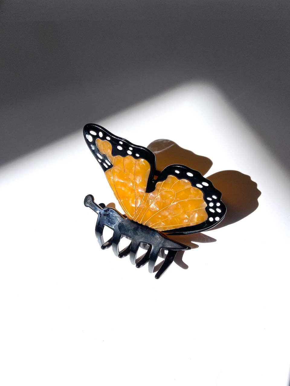 Solar Eclipse Hair Claws & Clips Orange Hand-painted Monarch Butterfly Claw Hair Clip | Eco-Friendly