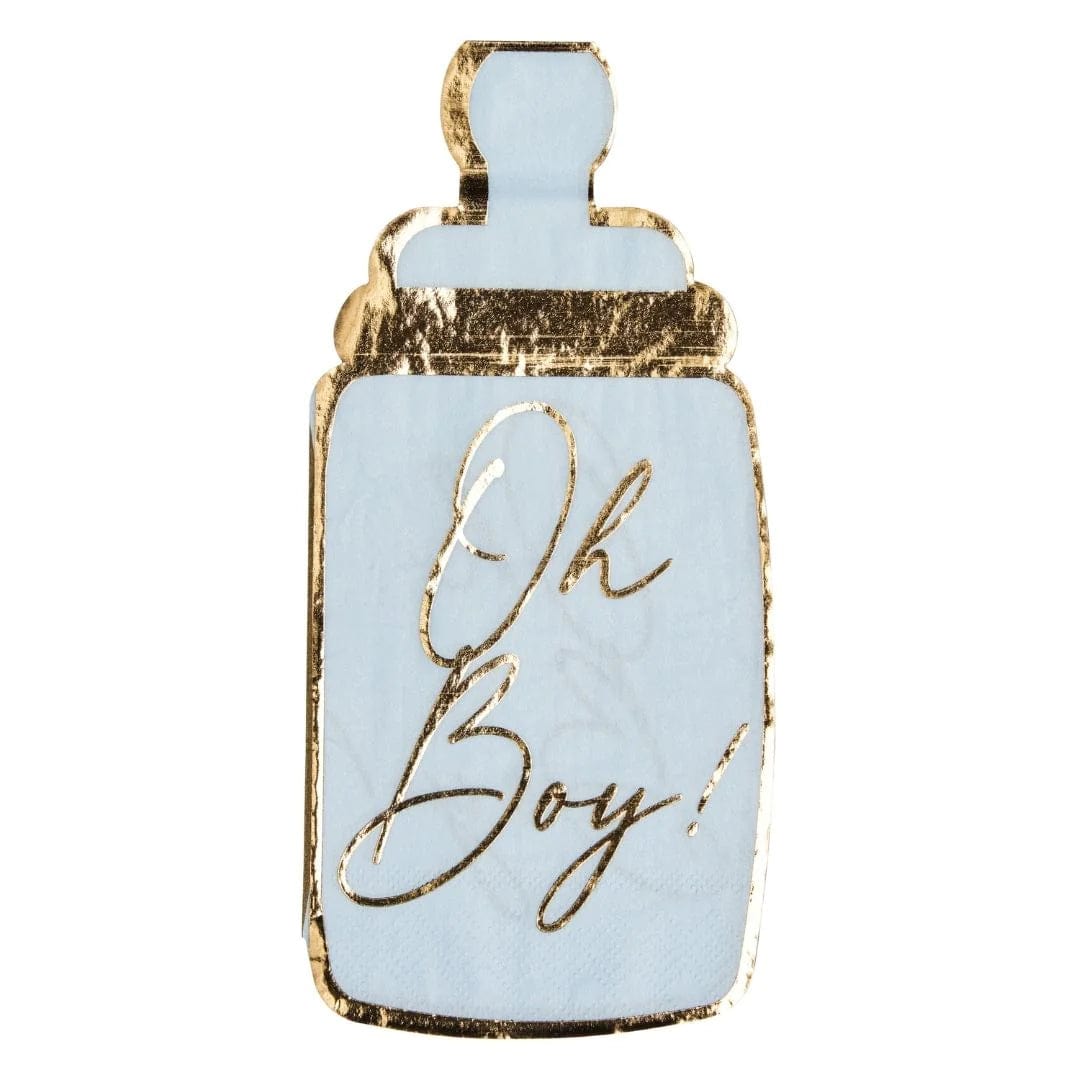 Sophistiplate Paper Napkins Baby Bottle Die Cut Guest Towel Hey Baby Blue