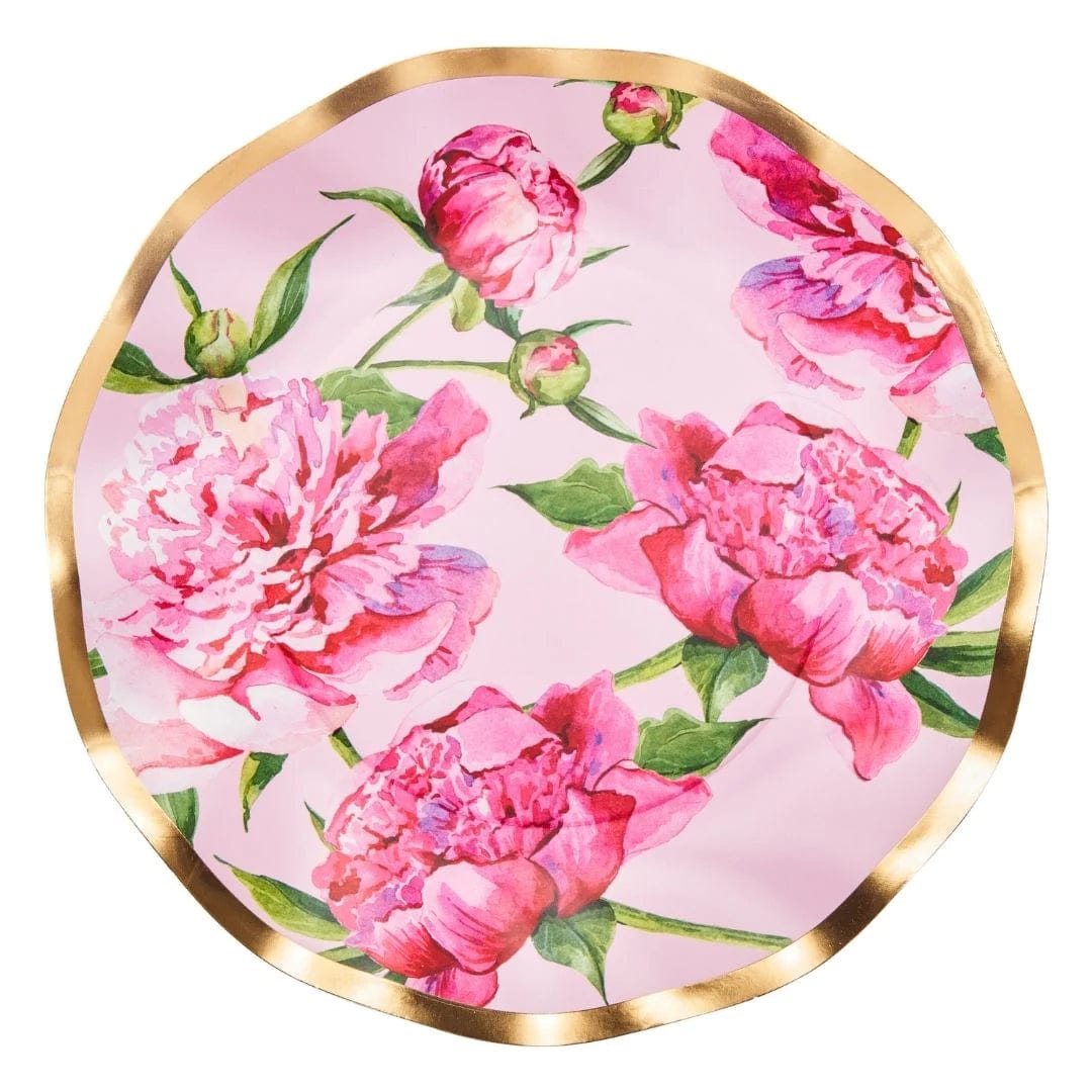 Sophistiplate paper plates Wavy Dinner Plate Pink Peonies