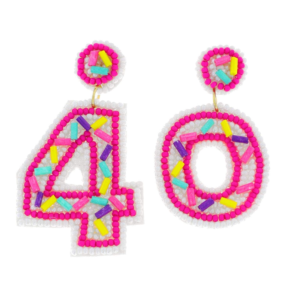 SP Sophia Collection Earrings Beaded "40" w/ Sprinkles Birthday Dangle Earrings