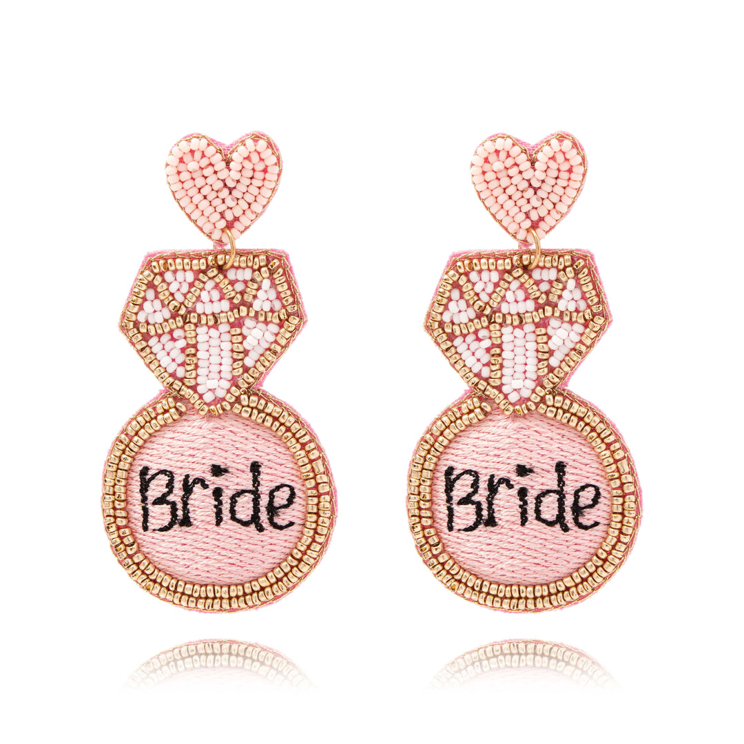 SP Sophia Collection Earrings Beaded "Bride" Diamond Ring Dangle Earrings