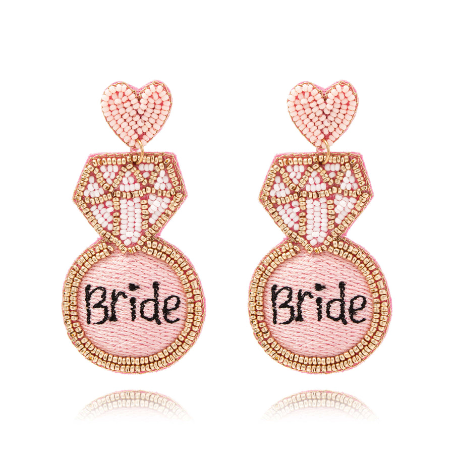 SP Sophia Collection Earrings Beaded "Bride" Diamond Ring Dangle Earrings