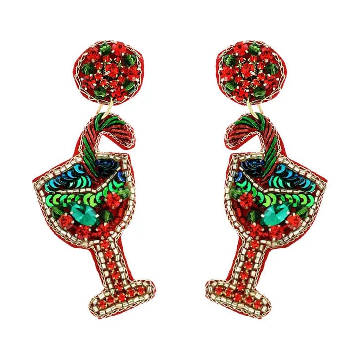 SP Sophia Collection Earrings Candy Cane Christmas Cocktail Bead Earrings