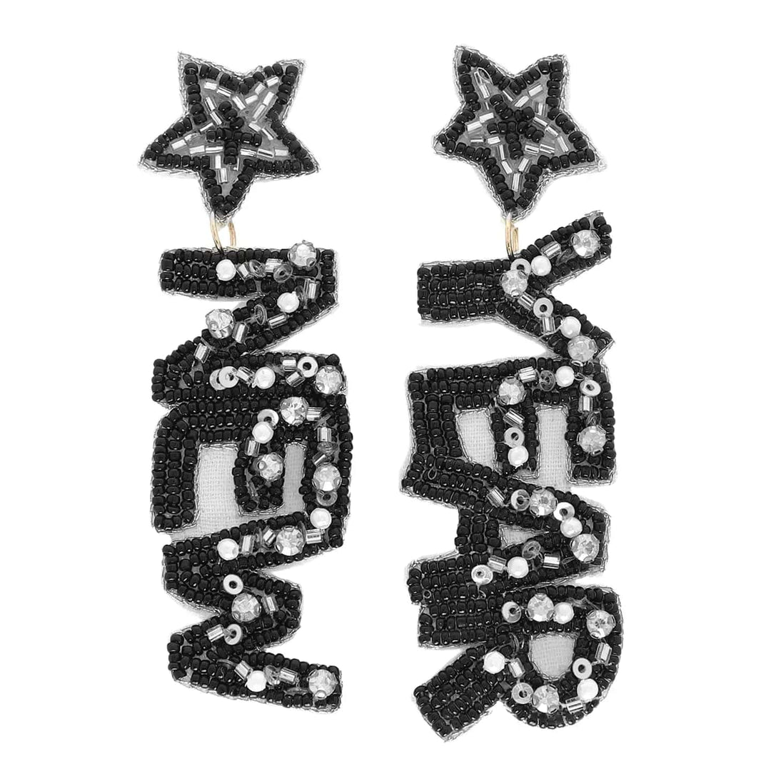 SP Sophia Collection Earrings New Years Beaded Embroidery Silver Earrings