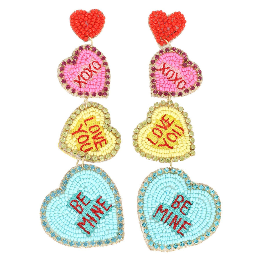 SP Sophia Collection Earrings XOXO Love You Be Mine Conversation Hearts Dangle Earrings: Mint