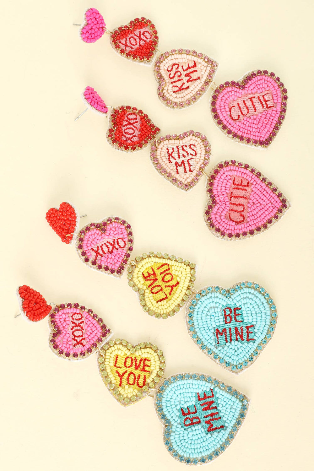 SP Sophia Collection Earrings XOXO Love You Be Mine Conversation Hearts Dangle Earrings: Pink
