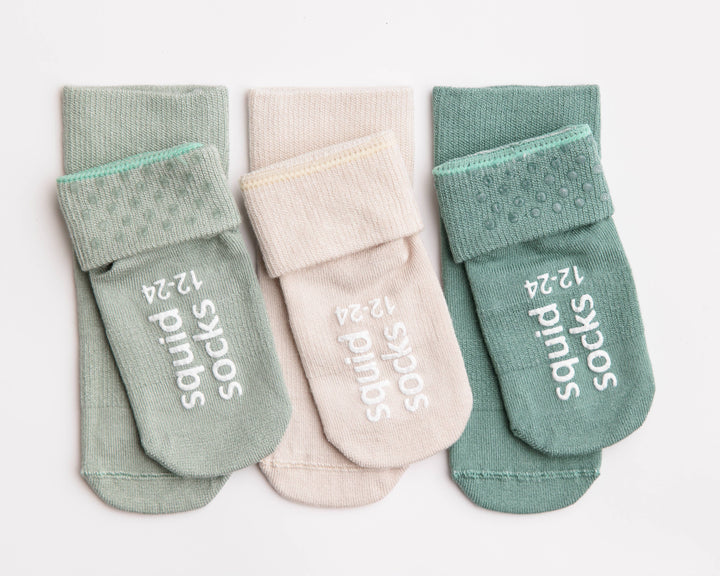 squid socks Baby & Toddler Socks & Tights Coastal - Non-Slip Baby Socks Stone Gray, Eucalyptus, Thyme