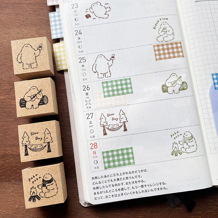 Stamp Marche Paper Stamp Marche Yeti-kun Illustration Stamp - Slow Day