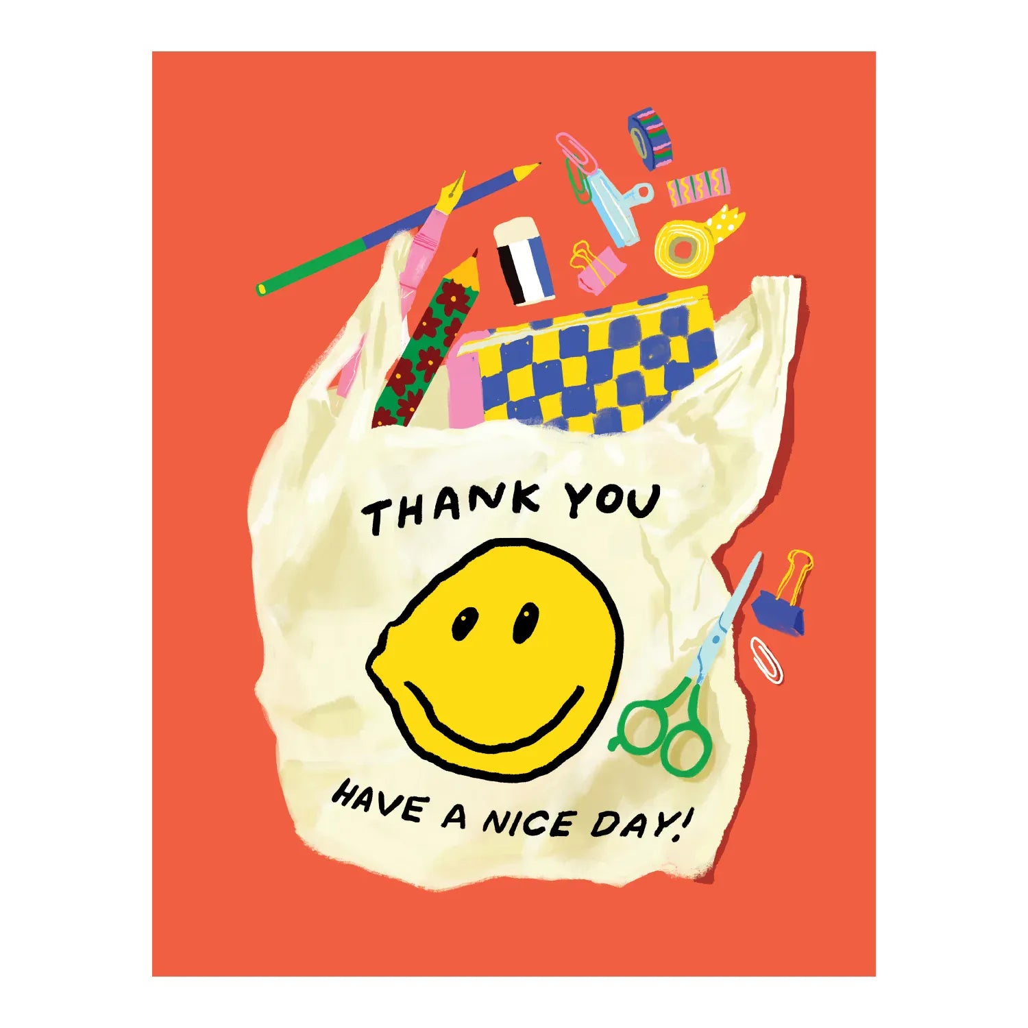 Stationery Store Day Paper Bag of Supplies Thank You Card